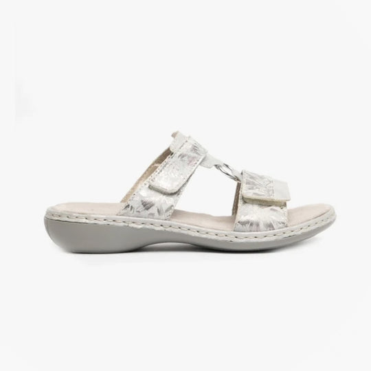 Rieker 659X6 Womens Comfort Sandals White Metallic