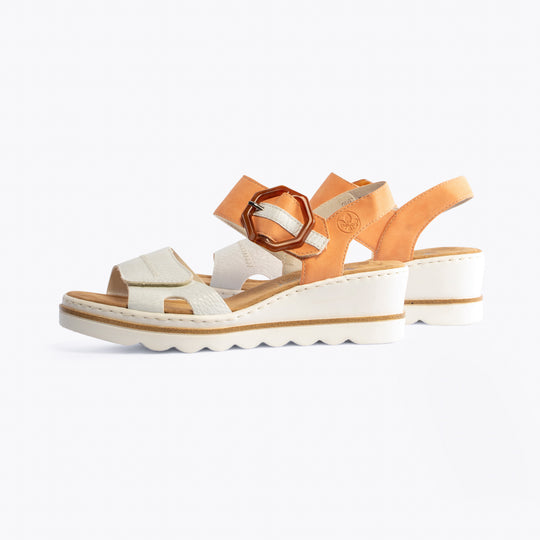 Rieker 67476 Womens Wedge Sandals White