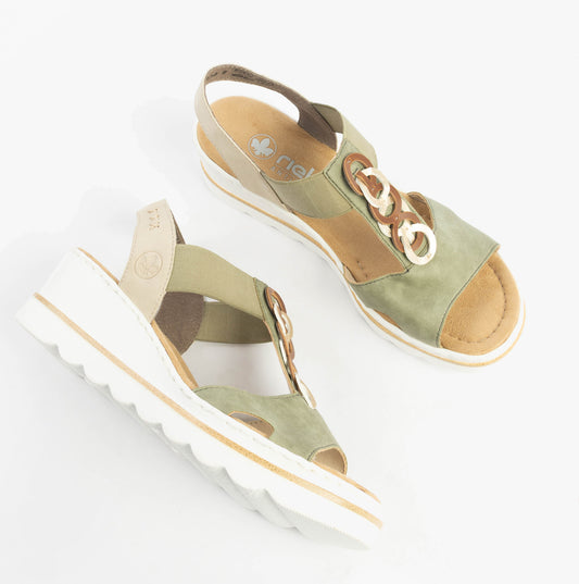 67498-52 Womens Sandals Green Combination
