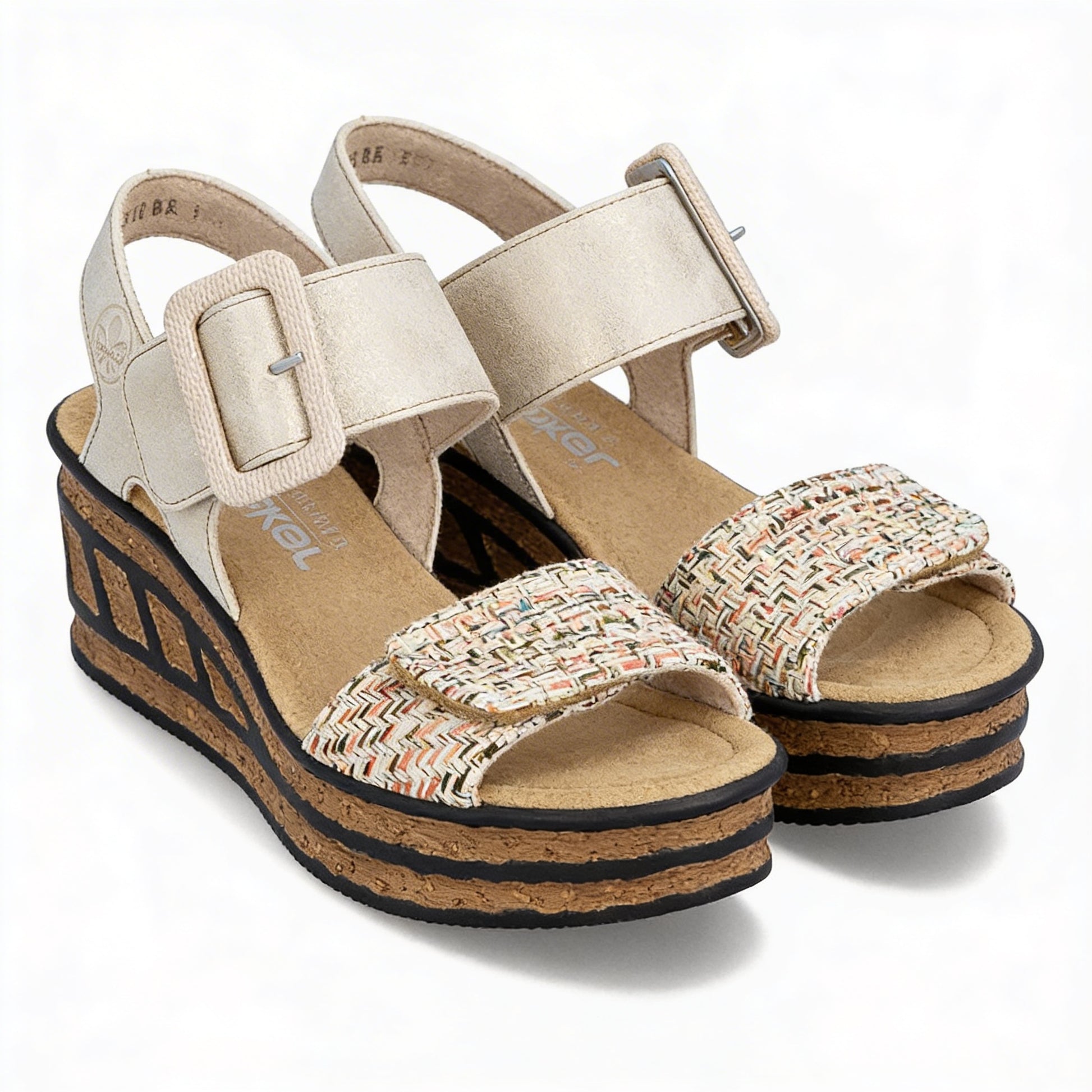 Rieker 68172 Womens Ankle Strap Sandals Oyster Pearl