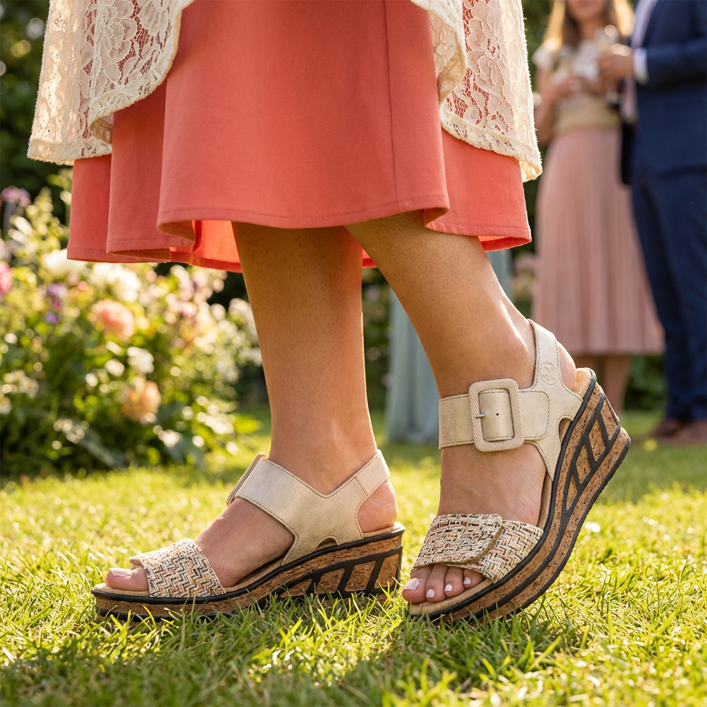 Rieker 68172 Womens Ankle Strap Sandals Oyster Pearl