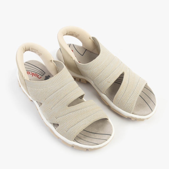Rieker 68895 Womens Walking Sandals Beige