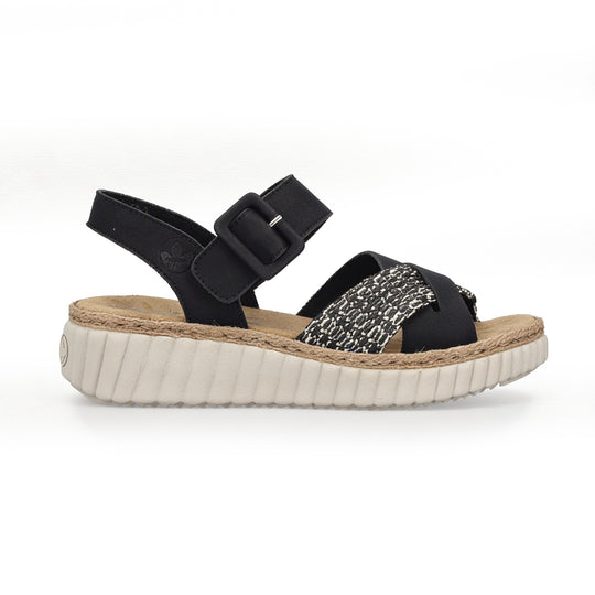 Rieker 69269 Womens Wedge Sandals Black