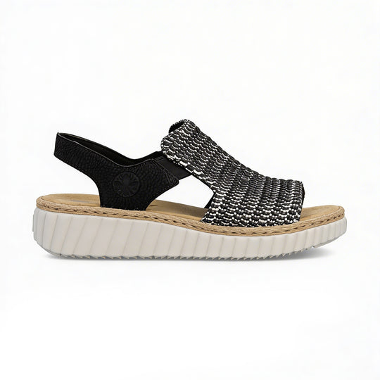 Rieker 69276 Womens Wedge Sandals Black