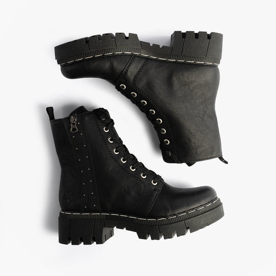 Rieker 74044 Womens Biker Boots Black