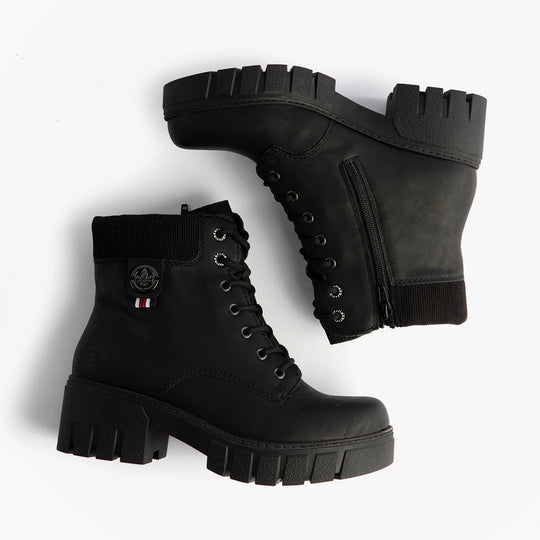 Rieker 74532 Womens Biker Boots Black