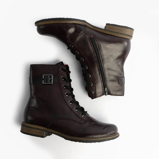 Rieker 74802 Womens Ankle Boots Red Combination