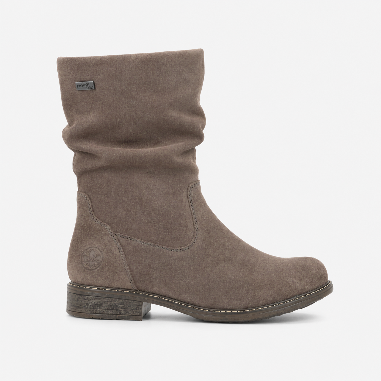 Rieker 74874 Womens Ruched Calf Boots Smoke