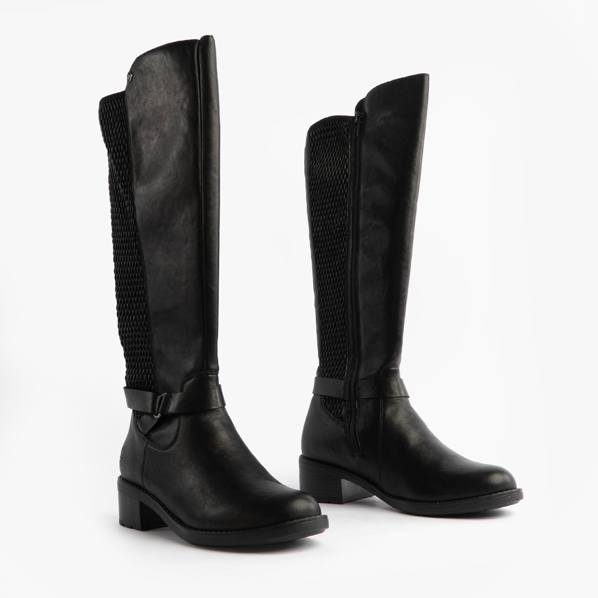 Rieker Womens Leather Tall Knee High Boots Black