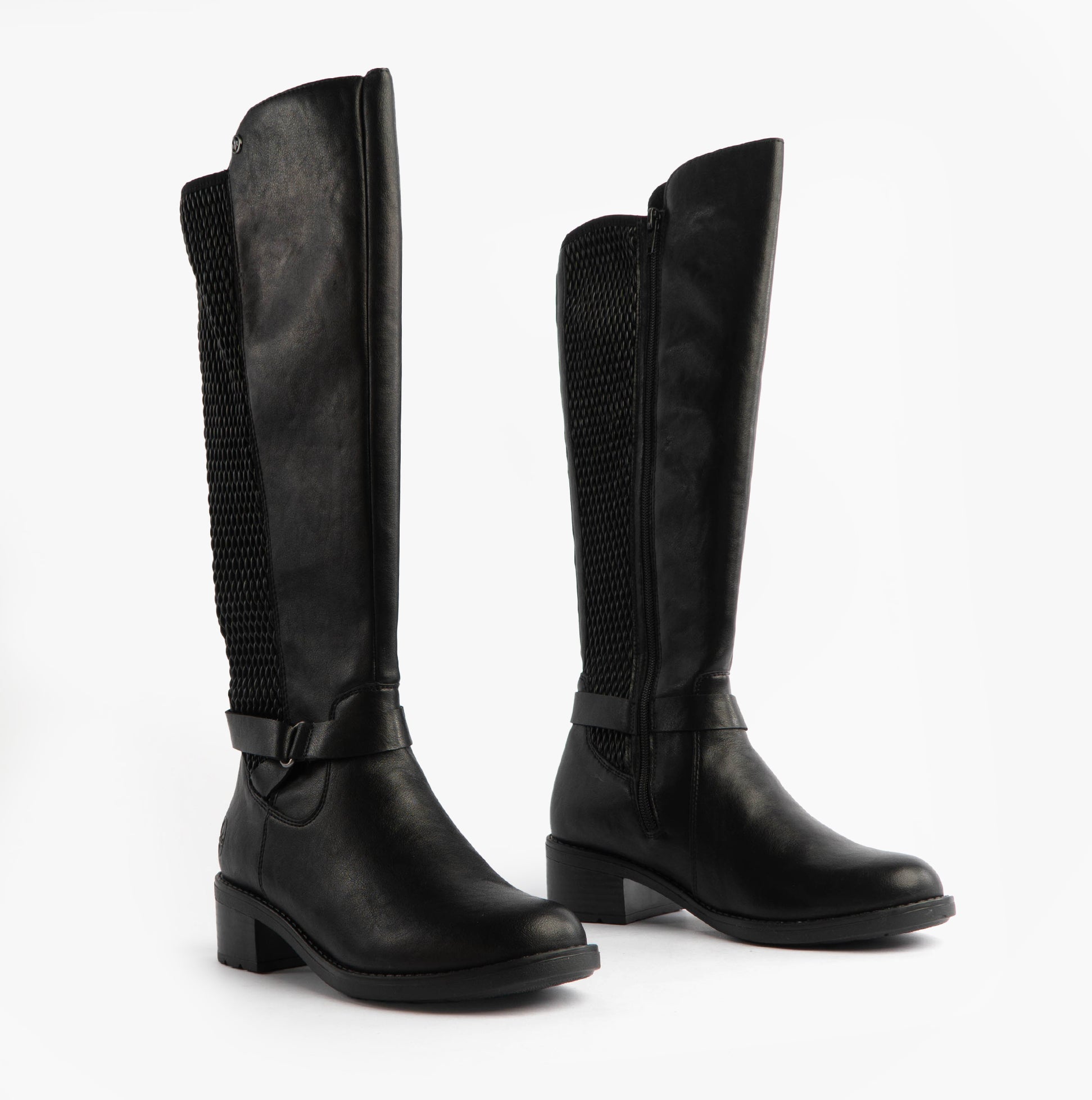 Rieker Womens Leather Tall Knee High Boots Black