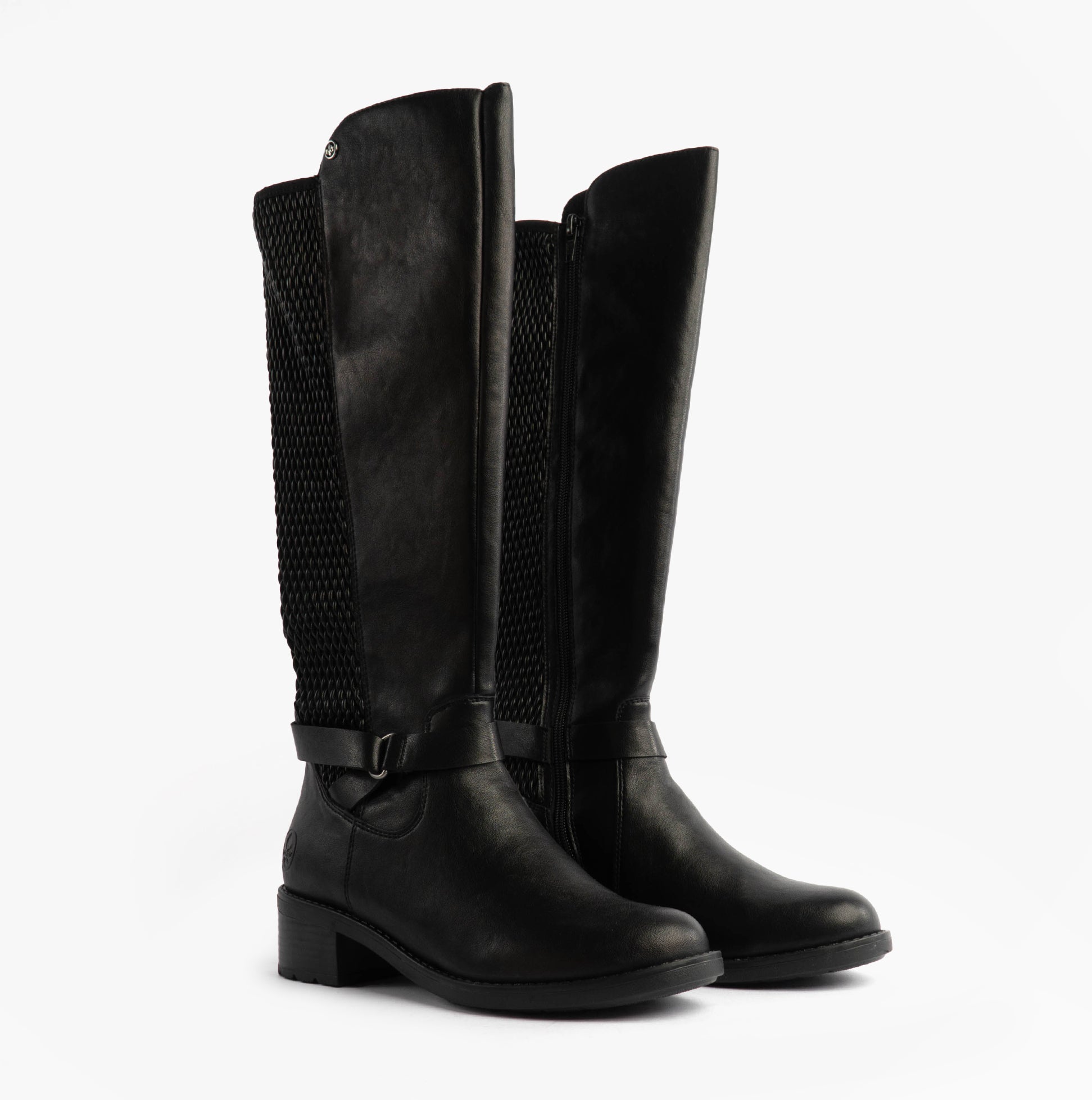 Rieker Womens Leather Tall Knee High Boots Black