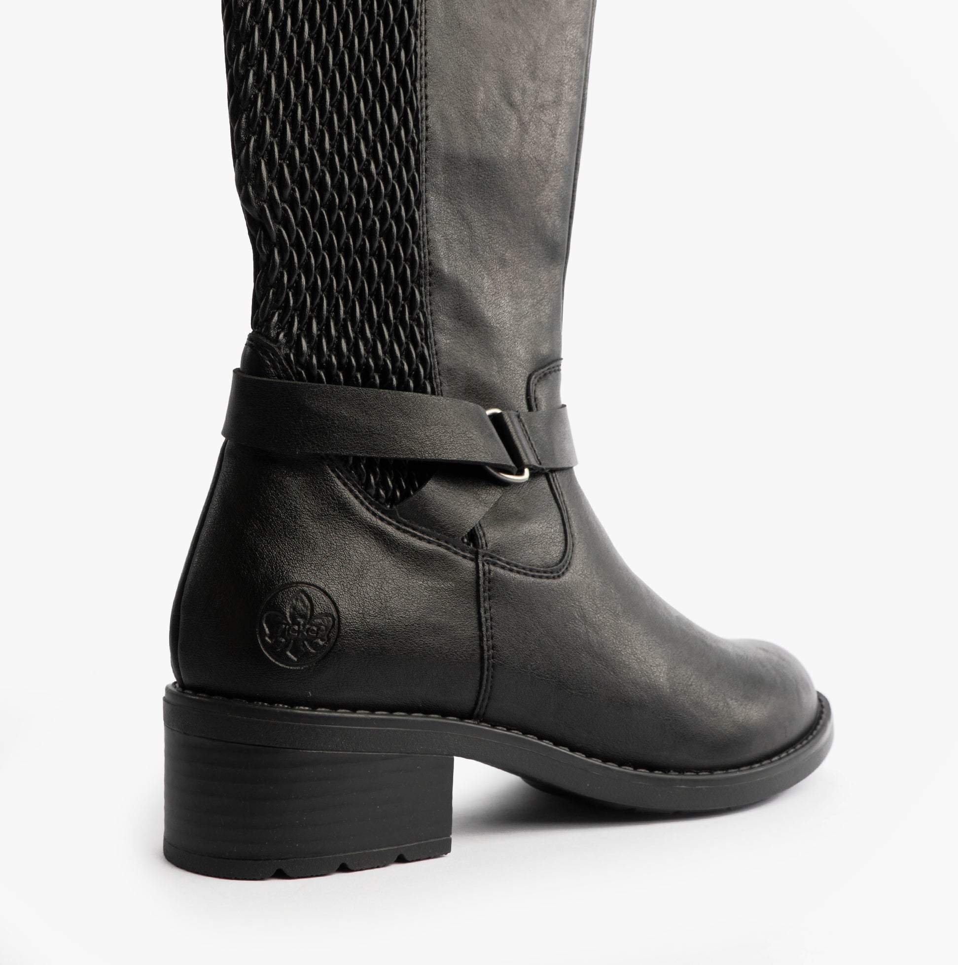 Rieker Womens Leather Tall Knee High Boots Black