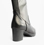 Rieker 77684-00 Womens Boots Black side view showcasing leather upper and mid-calf height.