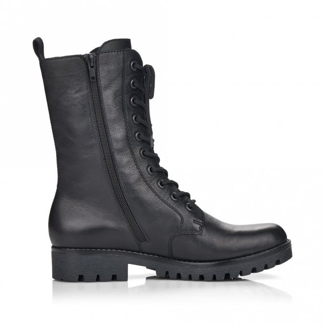 Rieker 78544-00 Womens Leather Mid-Calf Boots Black