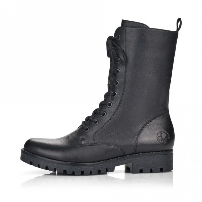 Rieker 78544-00 Womens Leather Mid-Calf Boots Black