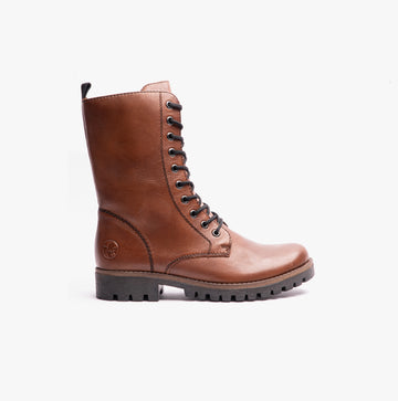 Rieker 78544-25 Womens Leather Mid-Calf Boots Brown