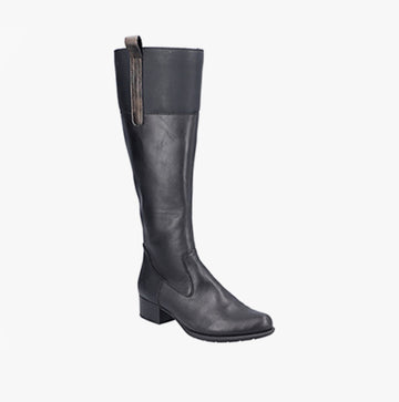 Rieker 78690-00 Womens Knee High Leather Boots Black