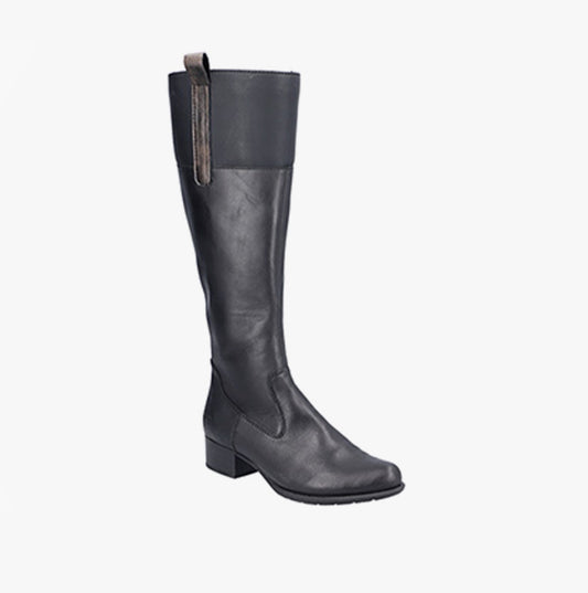 Rieker 78690-00 Womens Knee High Leather Boots Black