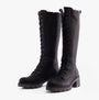Rieker 92044-00 Womens Tall Boots Black side view showcasing lace-up design and knee-high shaft.