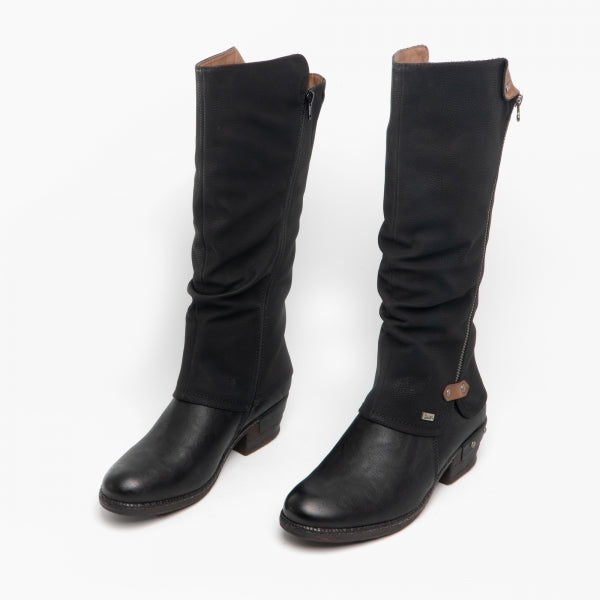 Rieker 93655-00 Womens Knee High Boots Black