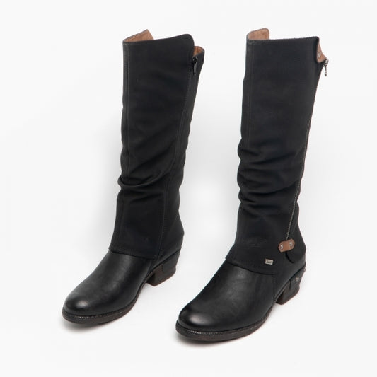 Rieker 93655-00 Womens Knee High Boots Black