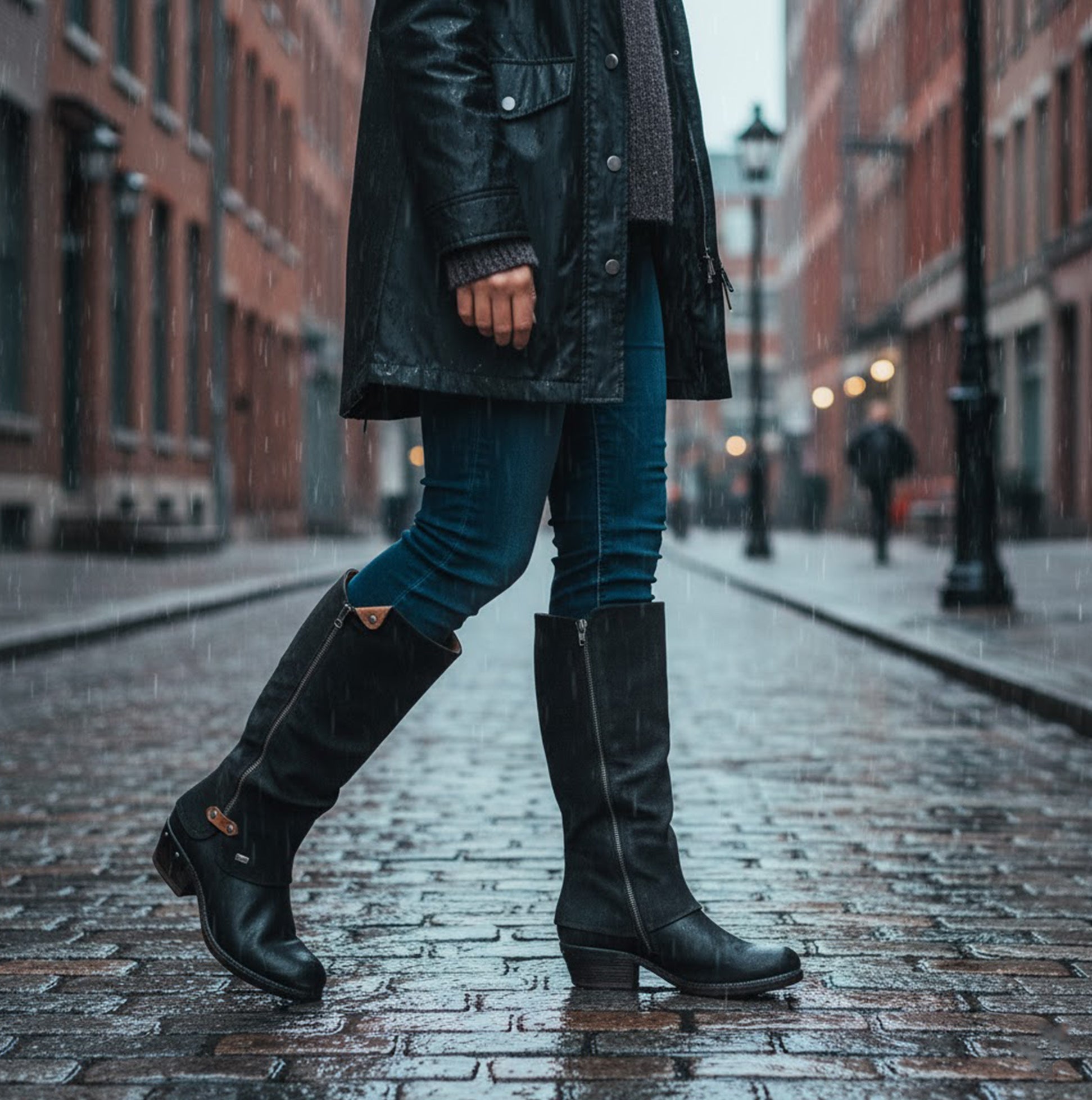 Rieker 93655-00 Womens Knee High Boots Black