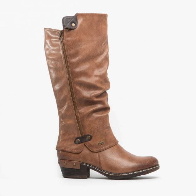 Rieker 93655-26 Womens Knee High Boots Chestnut/Black