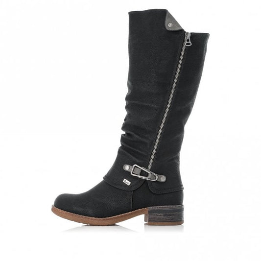 Rieker 94652-00 Womens Knee High Boots Black