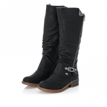 Rieker 94652-00 Womens Knee High Boots Black