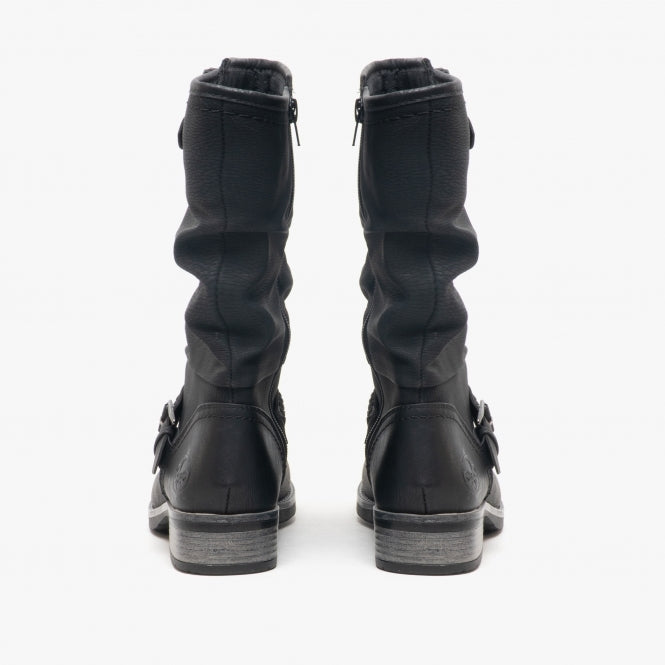 Rieker 98860-00 Womens Calf Length Boots Black