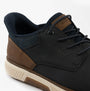 Rieker B3357-14 Mens Shoes Blue detail view showing lace-up design and comfortable leather/textile upper.