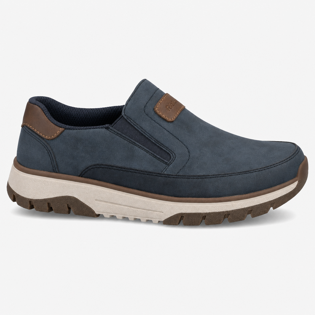 Rieker B9350 Mens Slip-On Trainers Blue