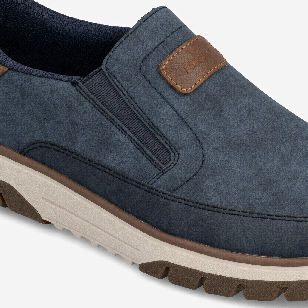 Rieker B9350 Mens Slip-On Trainers Blue