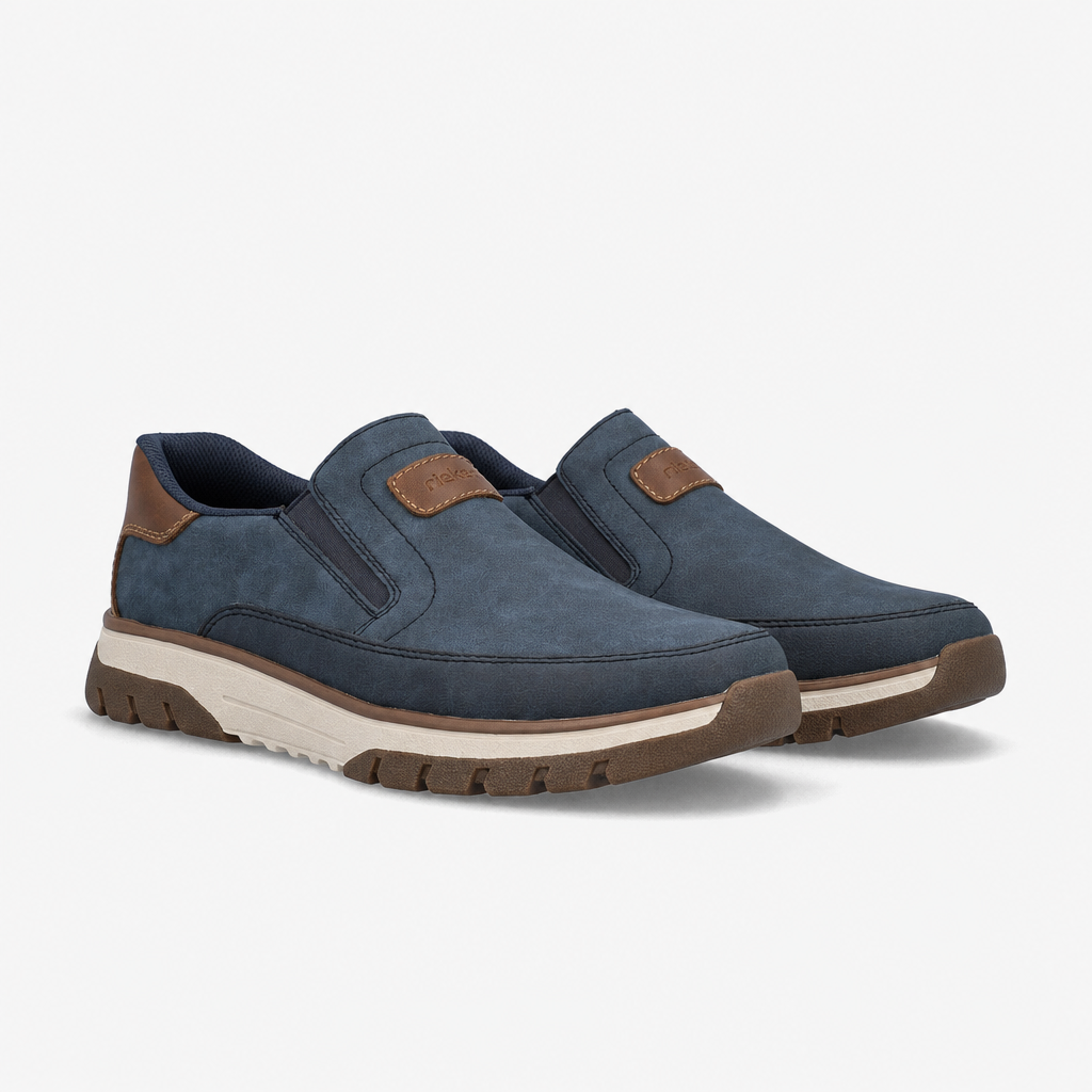 Rieker B9350 Mens Slip-On Trainers Blue