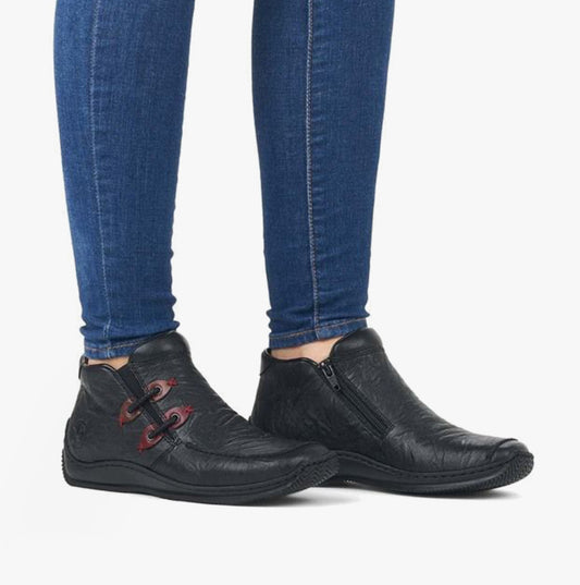 Rieker L1787-00 Womens Leather Boots Black