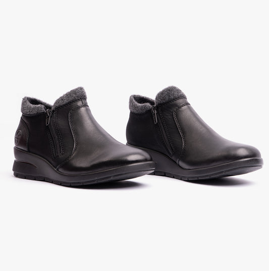 Rieker L4854-00 Womens Leather Boots Black