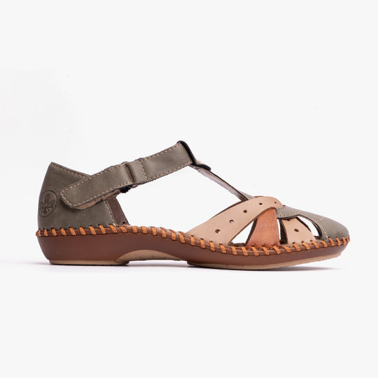 Rieker M1655 Womens Comfort Sandals Green