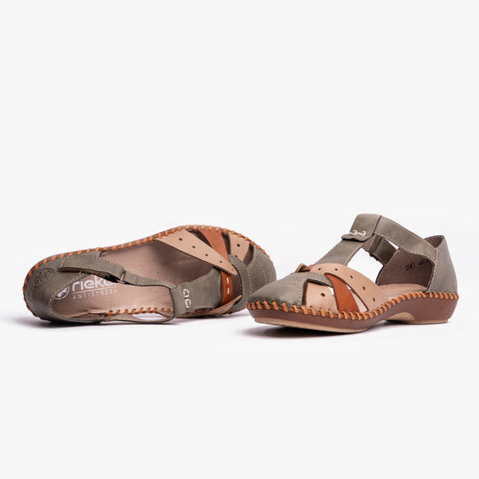 Rieker M1655 Womens Comfort Sandals Green