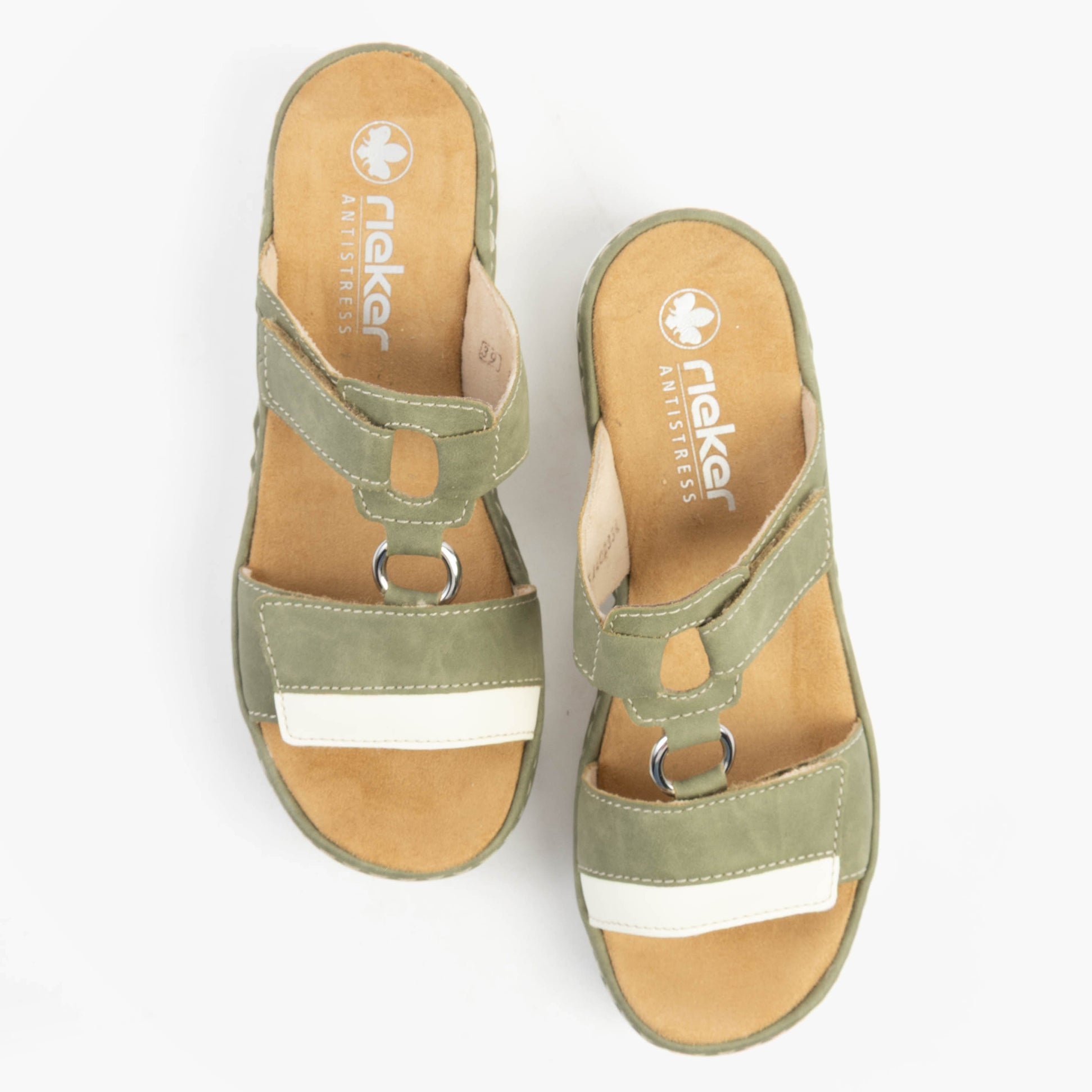 Rieker V1396-52 Womens Sandals Green Combination