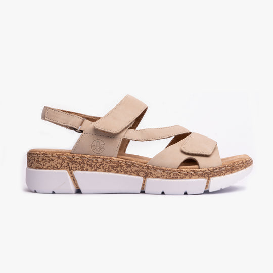 Rieker V2366 Womens Slingback Sandals Beige