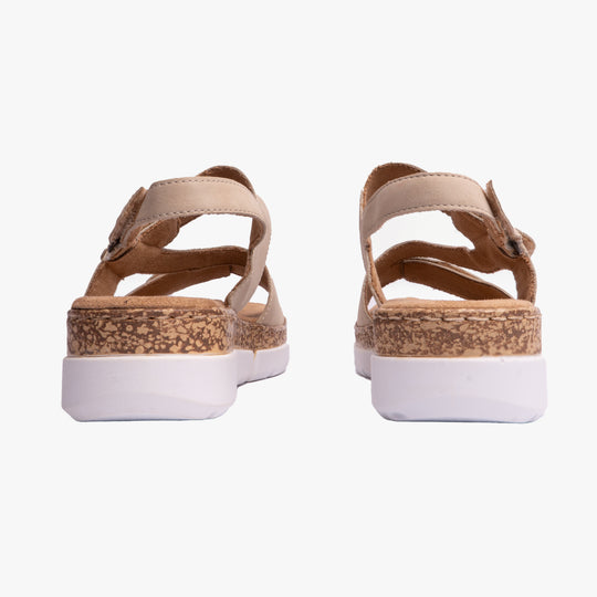 Rieker V2366 Womens Slingback Sandals Beige
