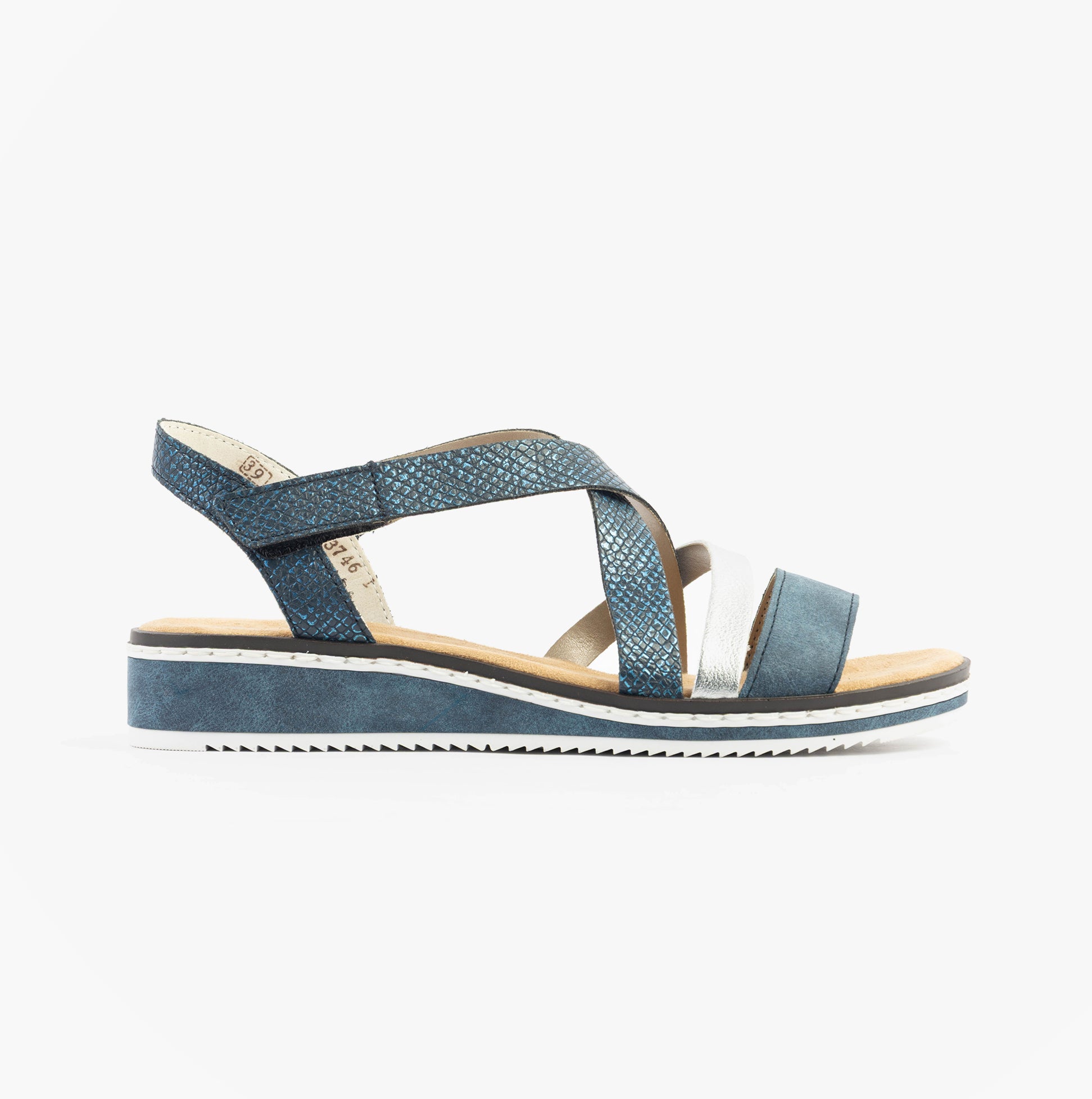 Rieker V3663-14 Womens Sandals Blue/Silver