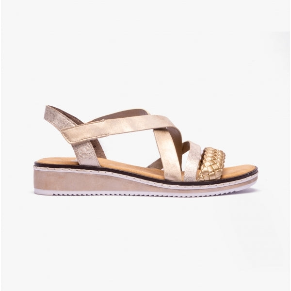 Rieker V3663-90 Womens Sandals Gold