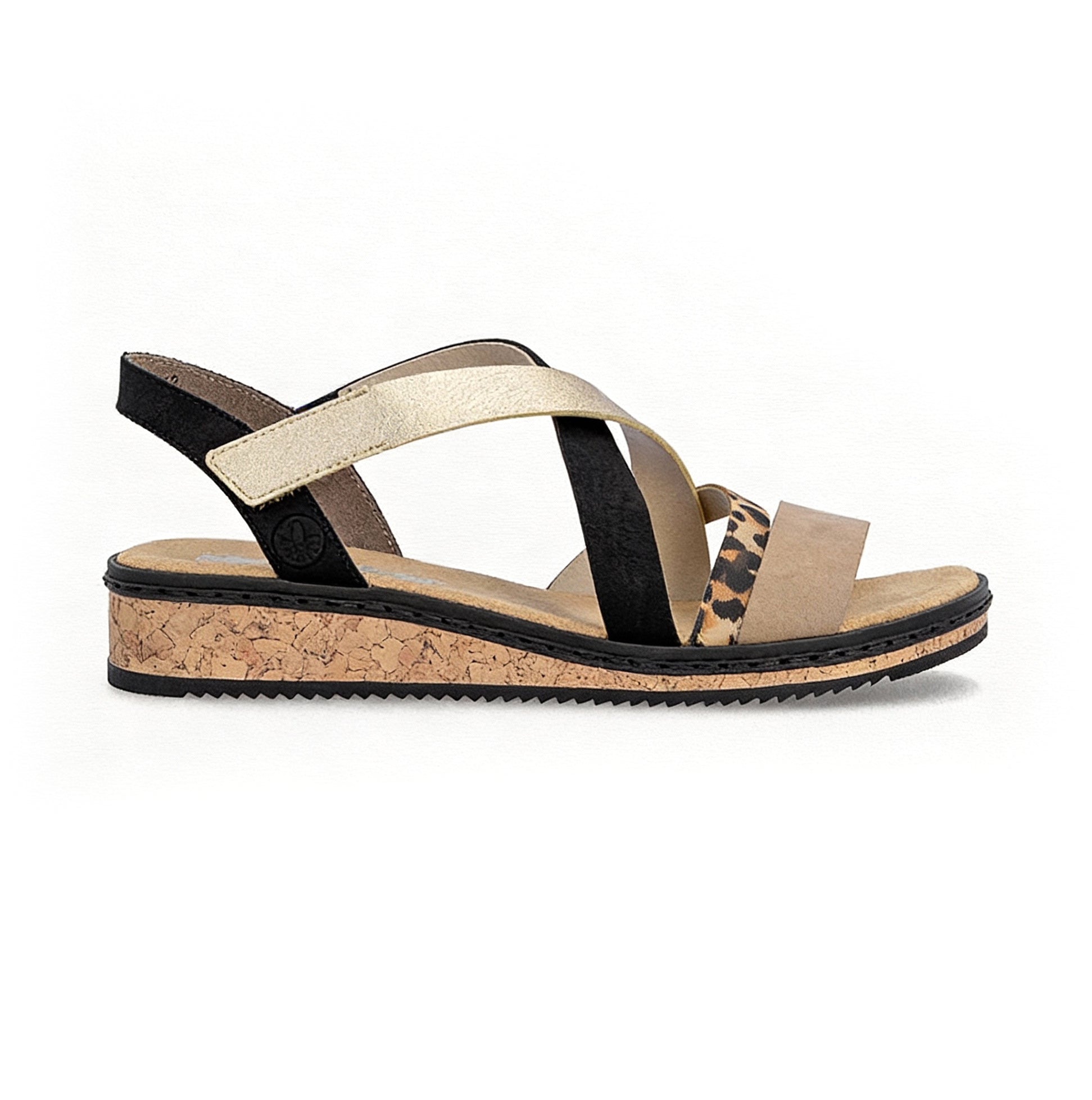 Rieker V3663 Womens Cross Strap Sandals Multi