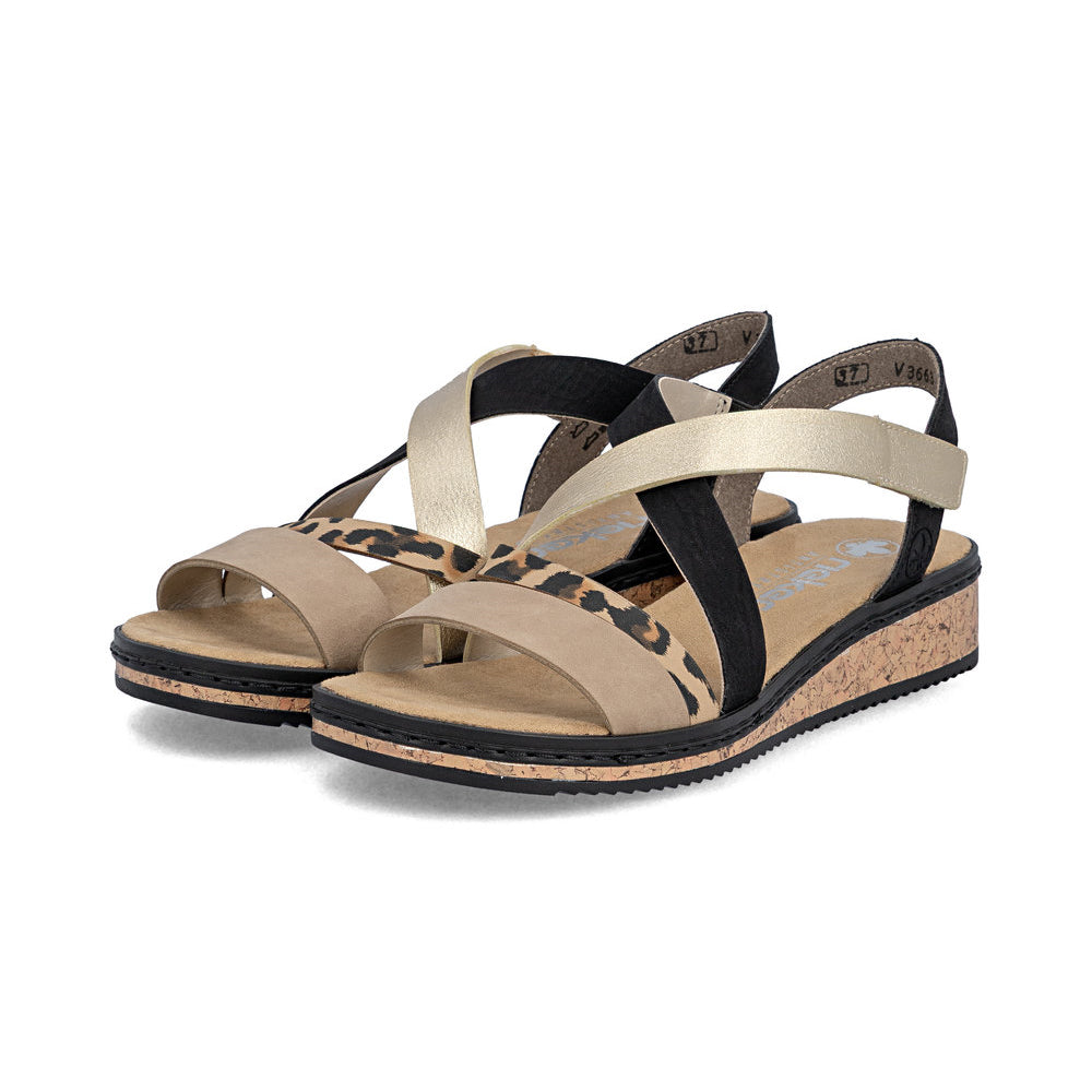 Rieker V3663 Womens Cross Strap Sandals Multi