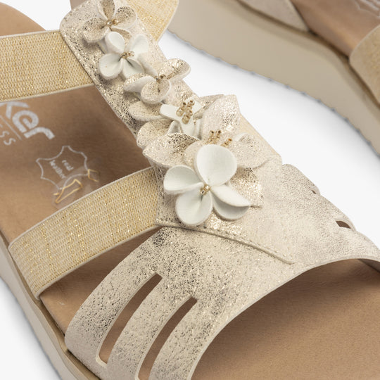 Rieker V3788 Womens Slingback Sandals Beige