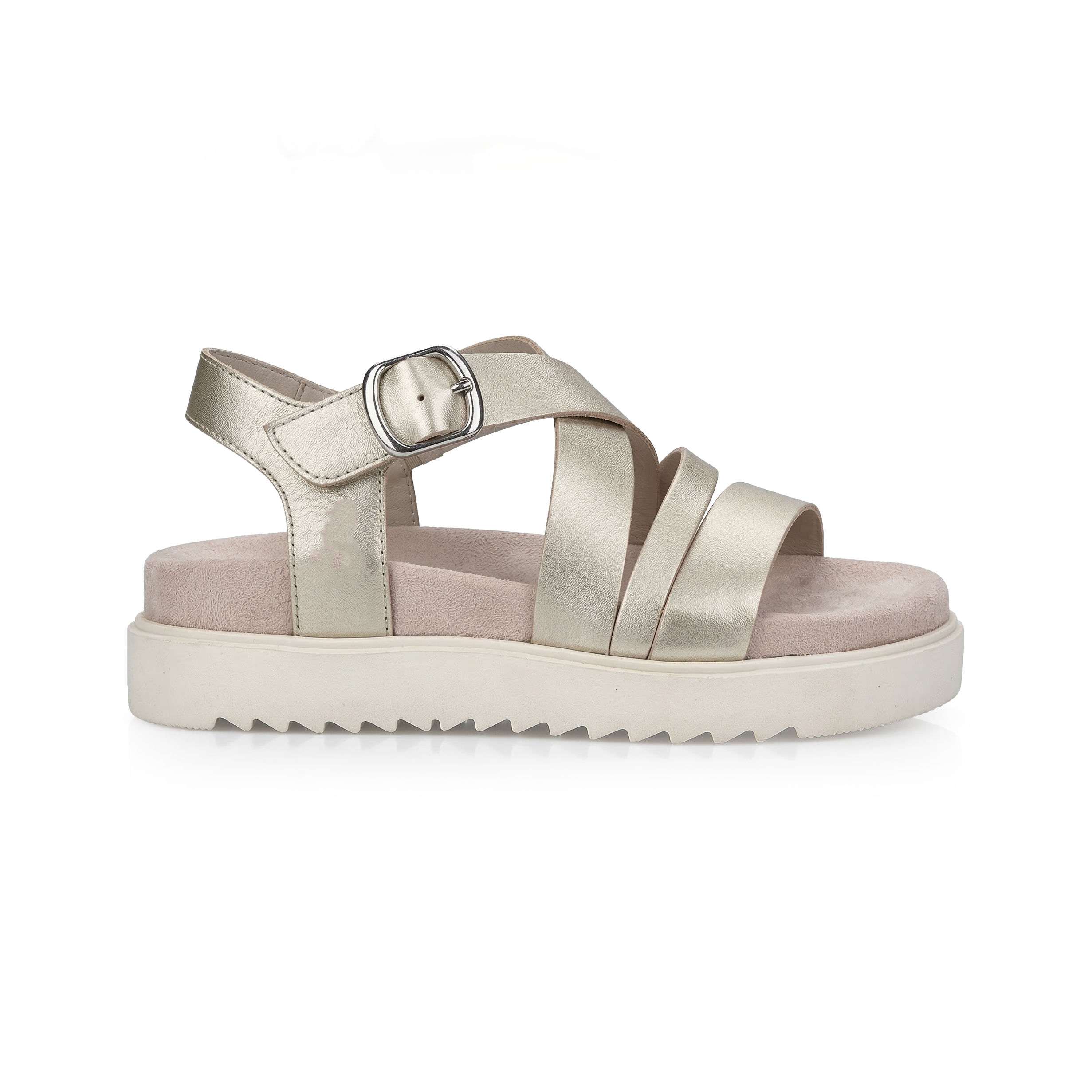 Rieker V5663 Womens Ankle Strap Sandals Light Gold