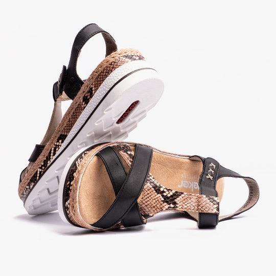 Rieker V7919 Womens Slingback Sandals Black