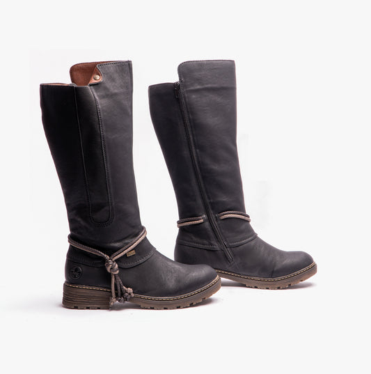 Rieker Z4774-00 Womens Knee High Boots Black
