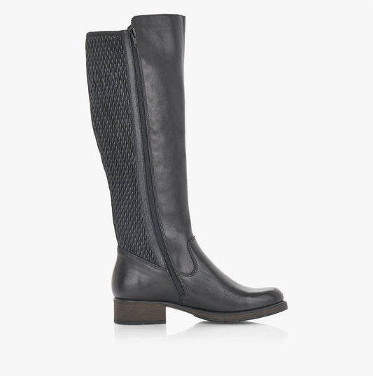 Rieker Z9591-01 Womens Leather Knee-High Boots Black